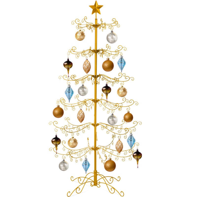 Best Choice Products Best Choice Products 6ft Wrought Iron Ornament Display Christmas Tree wEasy Assembly and Stand  Gold 