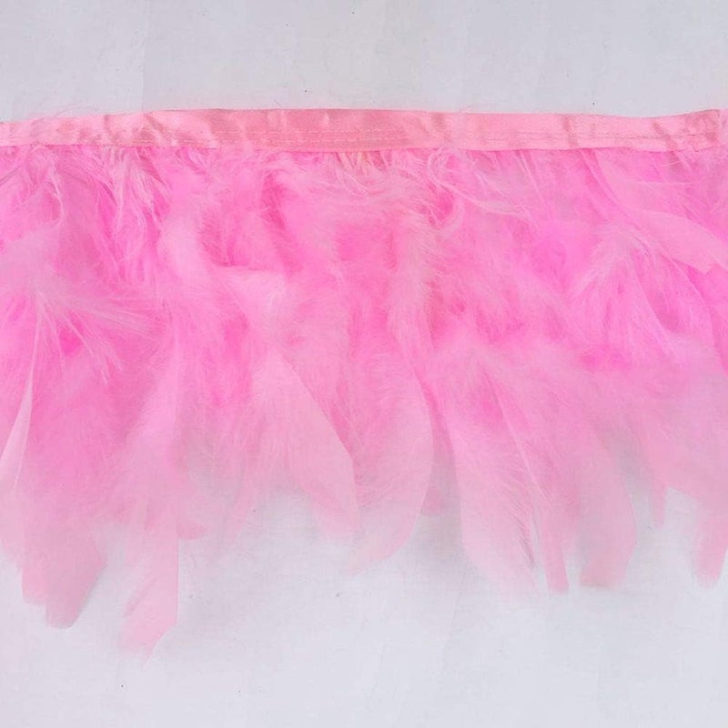 Sowder Turkey Feathers Trim Fringe for Party Wedding Dress Sewing Crafts Costumes Decoration Pack of 2 Yards (Pink) - Image 1