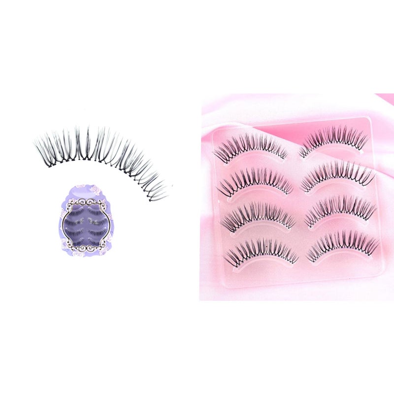 4 Pair Nautural False Eyelashes Lifelike Fake Eyelashes Handmade Fiber Eyelashes for Woman - Image 1