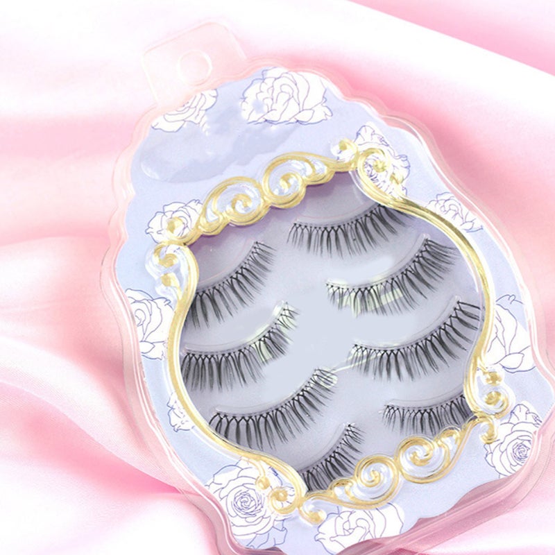 4 Pair Nautural False Eyelashes Lifelike Fake Eyelashes Handmade Fiber Eyelashes for Woman - Image 3