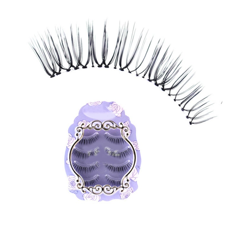 4 Pair Nautural False Eyelashes Lifelike Fake Eyelashes Handmade Fiber Eyelashes for Woman - Image 2