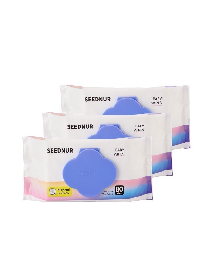 SEEDNUR Organic Pure Cotton Baby Wet Wipes, Specially Crafted for Sensitive Skin Gentle, Eco-friendly and Suitable for Sensitive Skin Perfect for Travel and Everyday Use (80 Wipes/Pack) - Image 1