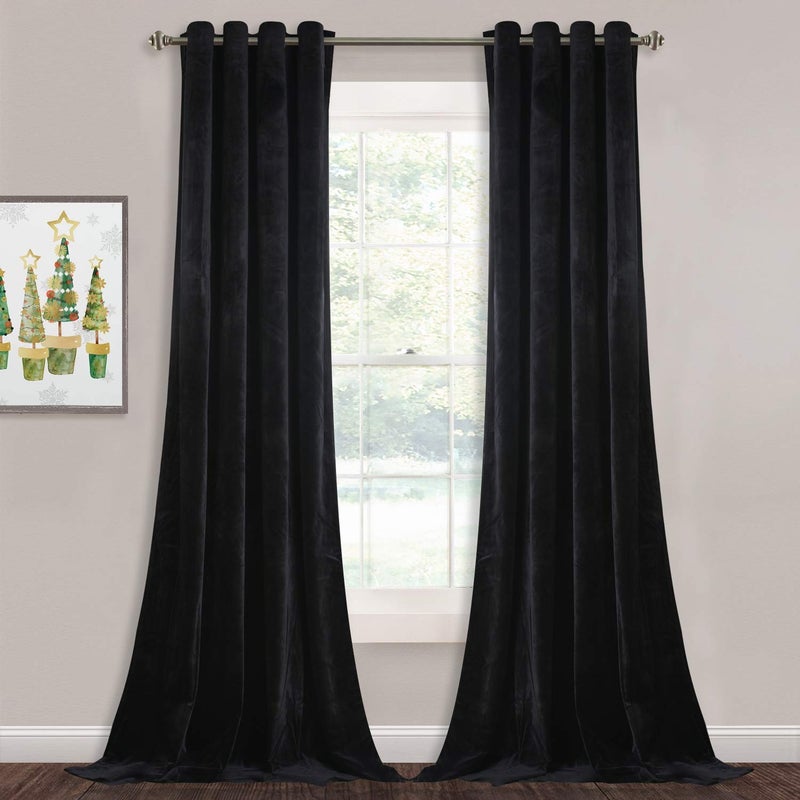StangH Black Blackout Velvet Curtains 90 inches Long for Living Room Grommet Heavy Thick Vertical Backdrop Drapes for Media StudioRoom Dividers W52 x L90 Each Panel 2 Panels