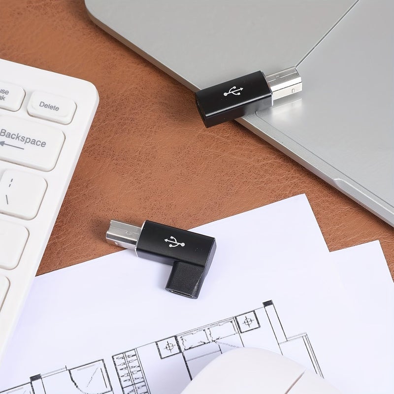 USB-C أنثى إلى ميدي محول بزاوية 90 درجة أسود، محول USB-C إلى ذكر USB-B للطابعة، متوافق مع الطابعات وأجهزة MIDI والبيانو الإلكتروني والسينثيزايزر وميكروفونات USB وأجهزة الكمبيوتر المحمولة وغيرها من الأجهزة من نوع C. - Image 5