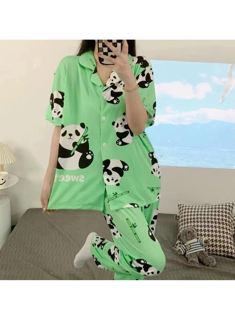 DubaiGallery Silk Women Pajama Sets Satin Pajama Sleepwear Pajamas Nightgown Summer Long Sleeve Pants Pyjamas