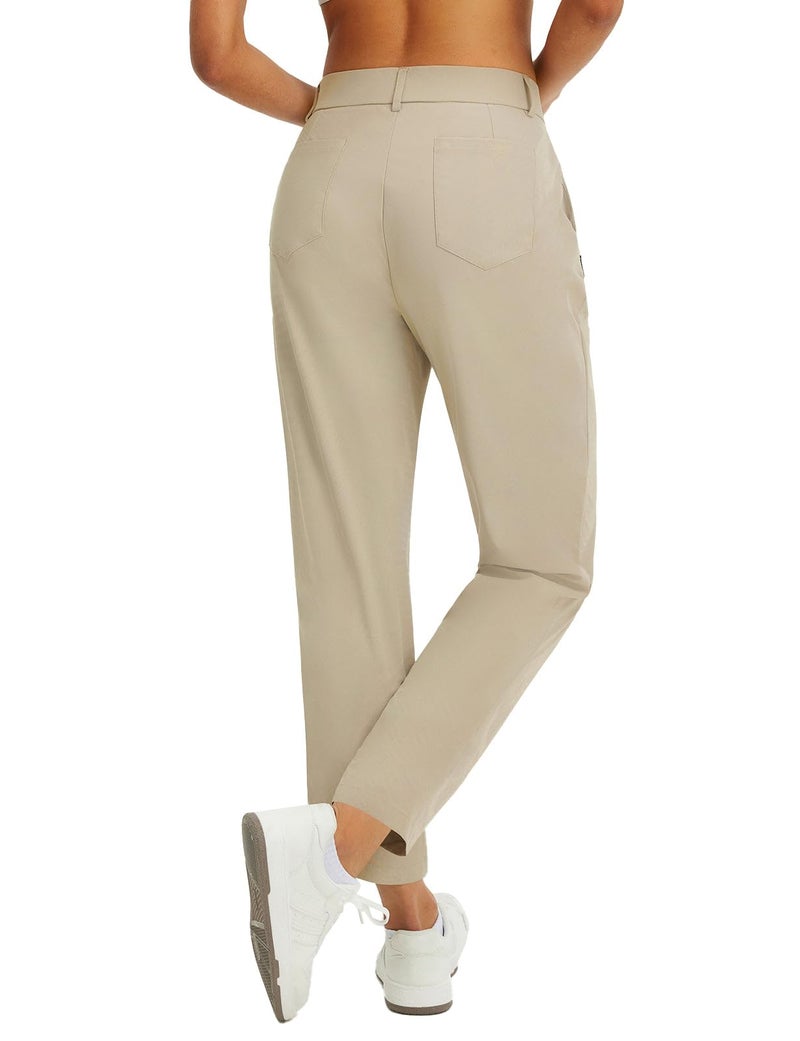 baleaf Women's Golf Pants Straight Leg Stretch Work Travel Pant with Pockets Dressy Bussiness Casual Slacks UPF 50+ Khaki M - Image 2