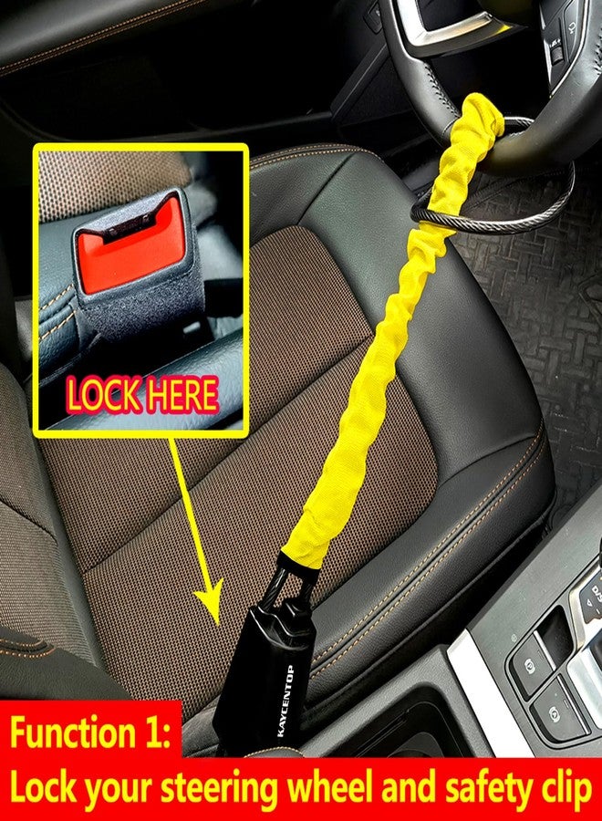 KAYCENTOP Steering Wheel Lock Seat Belt Lock Security Anti-Theft Handbag Lock Fit Most Cars Vehicle SUV Golf Cart Red - Image 4