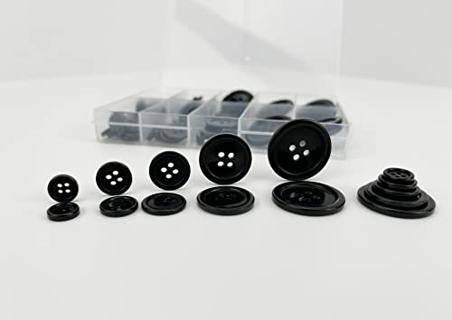 Wennuo 100Pcs Black Sewing Buttons Kit, Including Needle, Sewing Thread, and Threader,5 Sizes 4-Hole Craft Buttons, Suitable for Sewing,Clothes,Suit Coat Shirt Buttons，DIY Decoration (Black) - Image 5