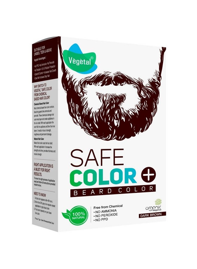 Vegetal Safe Color Dark Brown 25gm - Certified Organic Allergy Free Bio Natural Beard Hair Color with No Ammonia Formula for Men - Image 1