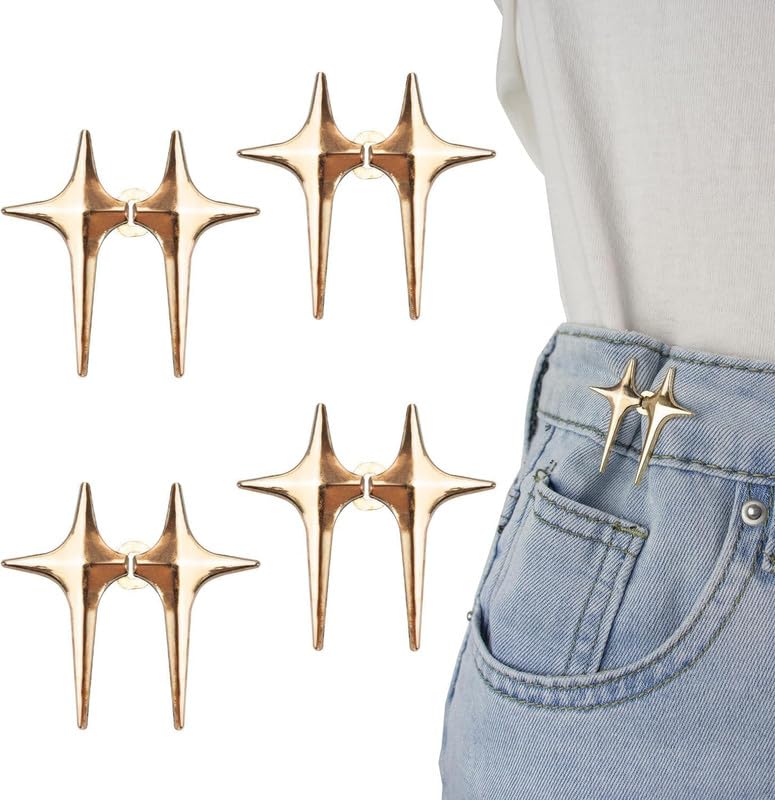 XVIA XVIA Adjustable Waist Buckle for Loose Jeans Pants Pearl Detachable Instant Jeans Button Pins Waist Tightener Set Make the Waist Fit for Skirt Pants etc2PairStar - Image 1