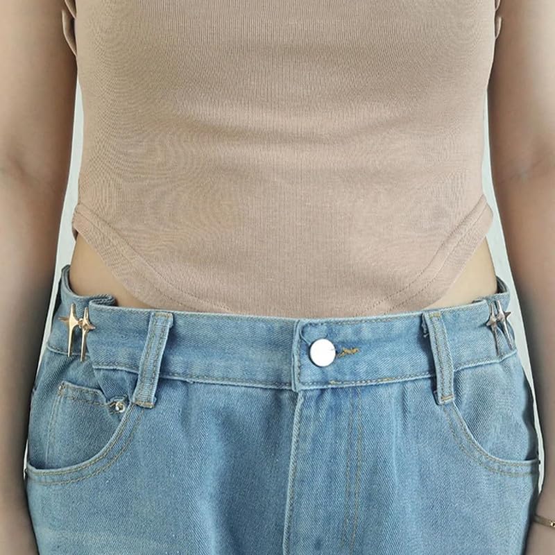 XVIA XVIA Adjustable Waist Buckle for Loose Jeans Pants Pearl Detachable Instant Jeans Button Pins Waist Tightener Set Make the Waist Fit for Skirt Pants etc2PairStar - Image 5