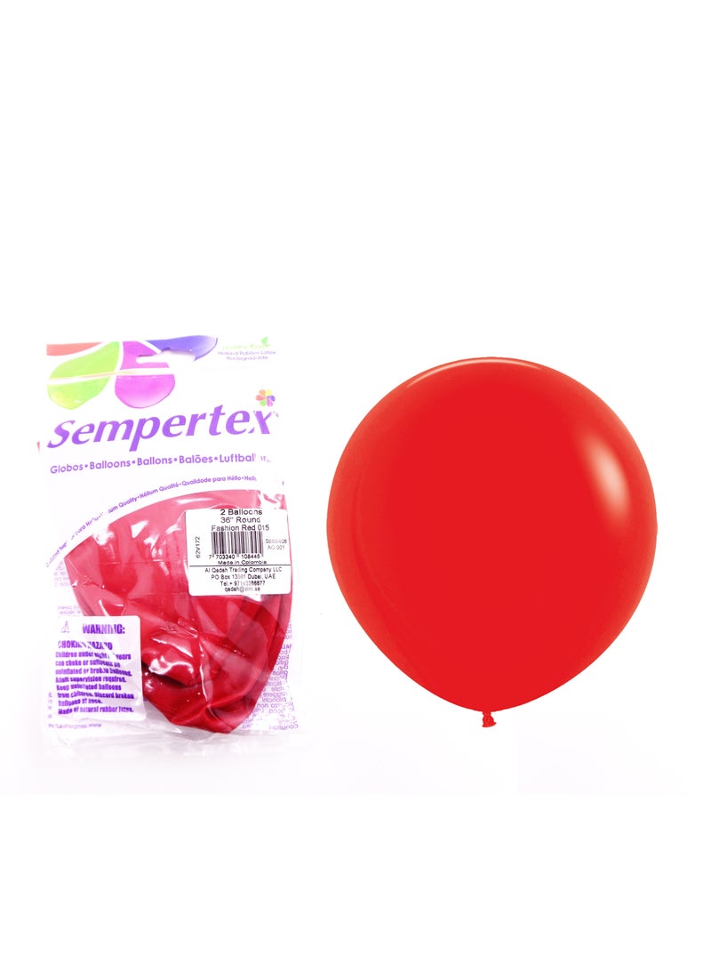 Sempertex 36'' Round Balloon, 40g Red Flash Latex Balloons - Image 3