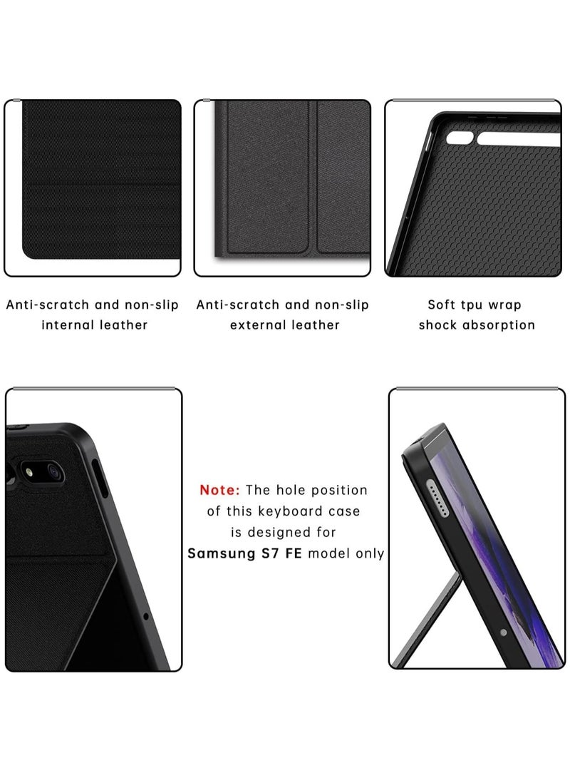 ELTRAZONE Keyboard Case for Samsung Galaxy Tab S7 FE 12.4 inch, Detachable Wireless Magnetic Smart Tablet Touchpad Waterproof Keyboard Cover - Slim Black Keyboard with Pen Holder - Image 4