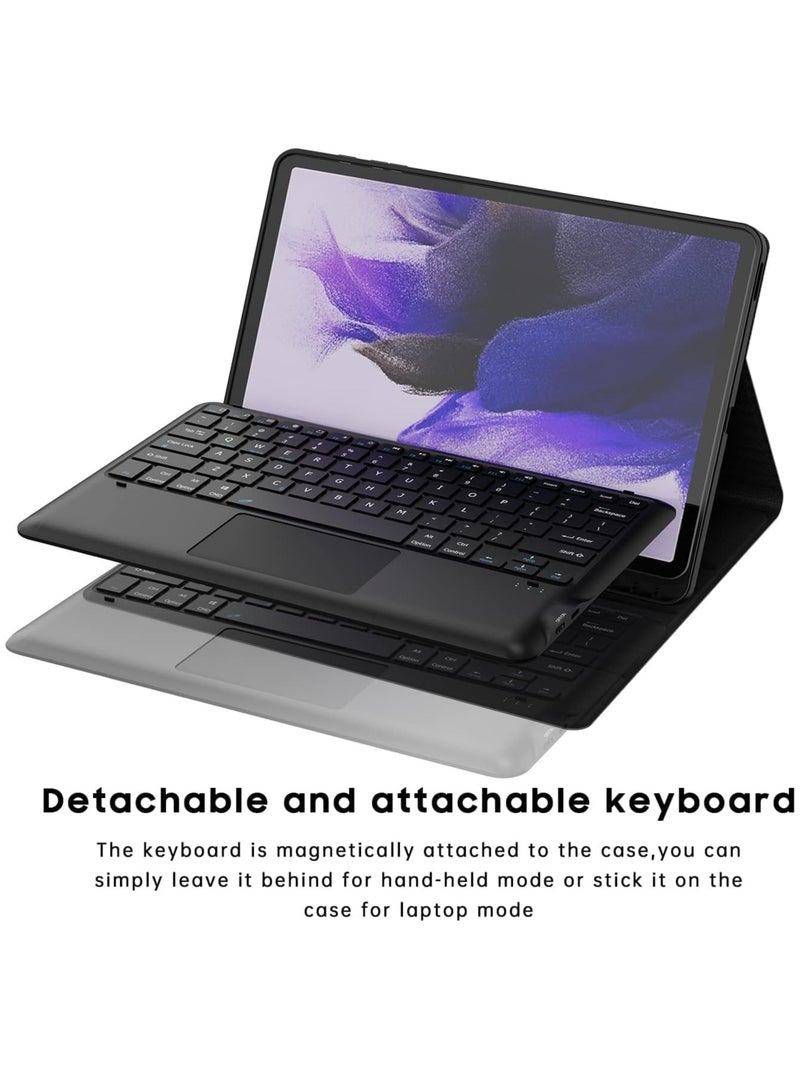 ELTRAZONE Keyboard Case for Samsung Galaxy Tab S7 FE 12.4 inch, Detachable Wireless Magnetic Smart Tablet Touchpad Waterproof Keyboard Cover - Slim Black Keyboard with Pen Holder - Image 2