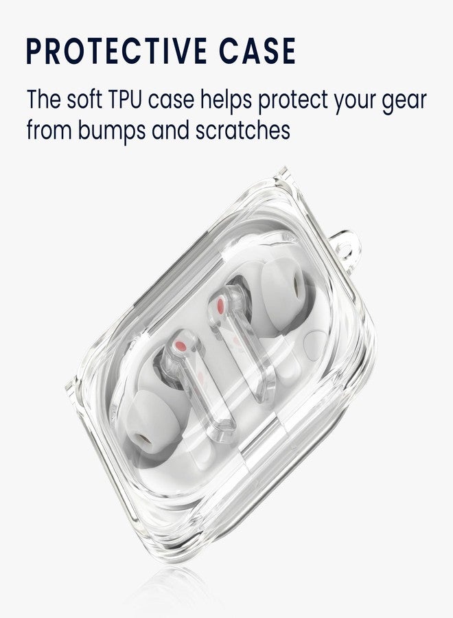 kwmobile Earphones Case Compatible with CMF by Nothing Nothing Ear (a) - Crystal TPU Two-Part Earbuds Case - Transparent - Image 4
