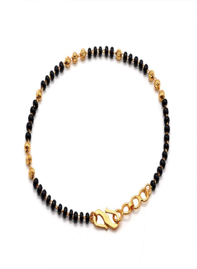 JHB Unique & Latest Black Bead Hand Bracelet Mangalsutra for Women (Yellow) - Image 5