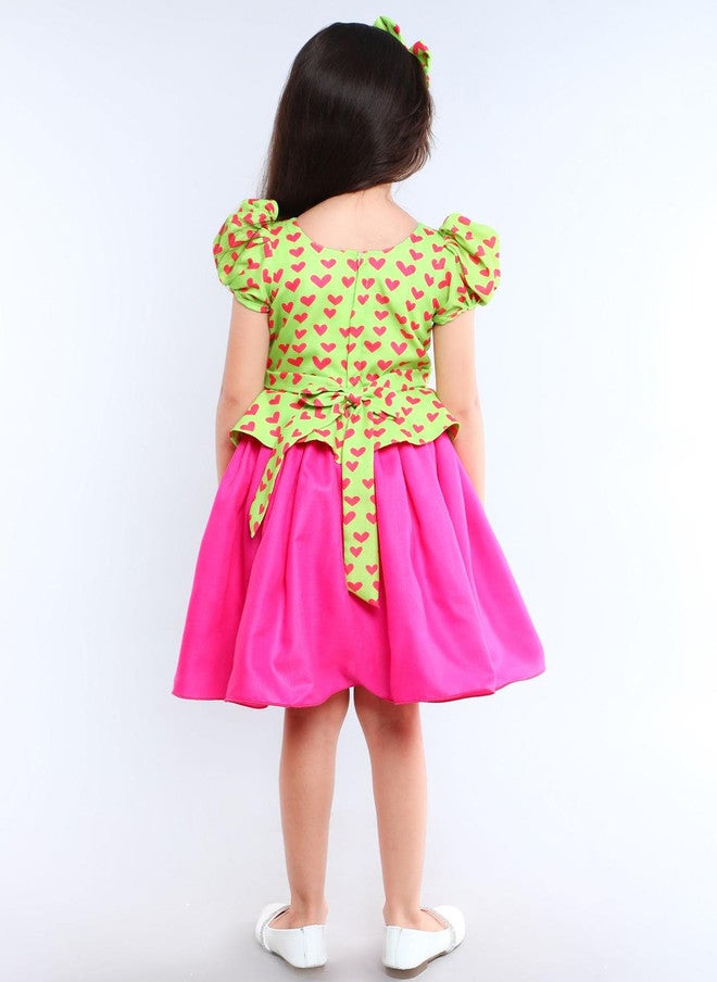 PinkChick Conversational Print Peplum Dress For Girls - Image 5
