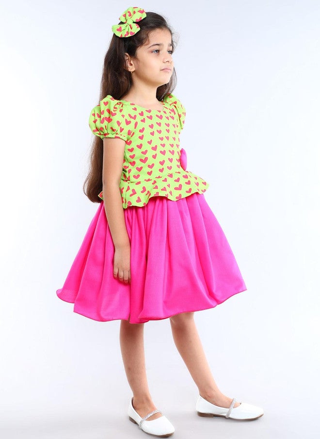 PinkChick Conversational Print Peplum Dress For Girls - Image 4