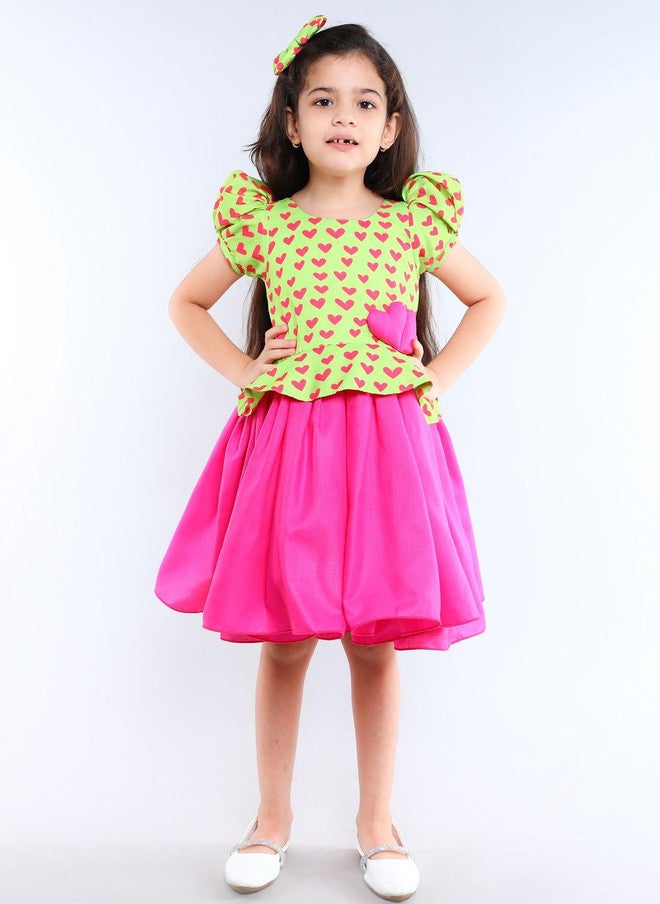 PinkChick Conversational Print Peplum Dress For Girls - Image 3