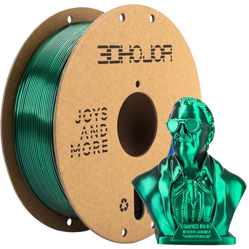 3DHoJor Silk PLA Filament 1.75mm Black Green Dual Color PLA 3D Printer Filament 2 in 1 Coextrusion 1KG Spool(2.2lbs) 3D Printing Filament Dimensional Accuracy +/- 0.03mm Fits for Most FDM 3D Printers - Image 1