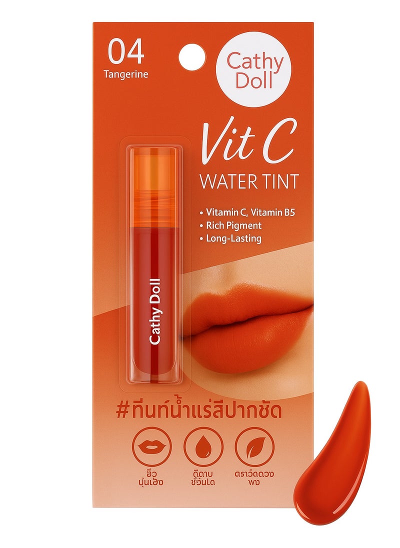 Cathy Doll Cathy Doll Vit C Water Tint 04 Tangerine – Long-Lasting Lip Tint with Vitamin C & B5 | Bright Orange Shade for a Fresh Glow  - Image 1