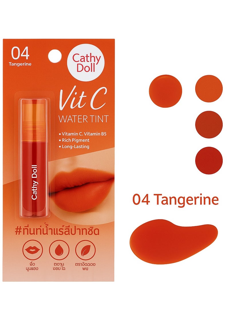 Cathy Doll Cathy Doll Vit C Water Tint 04 Tangerine – Long-Lasting Lip Tint with Vitamin C & B5 | Bright Orange Shade for a Fresh Glow  - Image 2