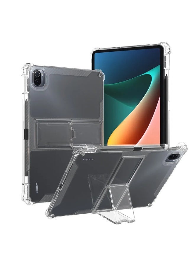 جراب شفاف مزود بحامل لجهاز Xiaomi Pad 5/Xiaomi Pad 5 Pro مقاس 11 بوصة، مقاوم للصدمات، نحيف وخفيف الوزن، مقاوم للاصفرار، غطاء مزود بحامل، وحامل قلم - شفاف - Image 1