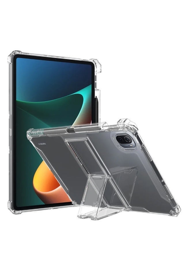 جراب شفاف مزود بحامل لجهاز Xiaomi Pad 5/Xiaomi Pad 5 Pro مقاس 11 بوصة، مقاوم للصدمات، نحيف وخفيف الوزن، مقاوم للاصفرار، غطاء مزود بحامل، وحامل قلم - شفاف - Image 2