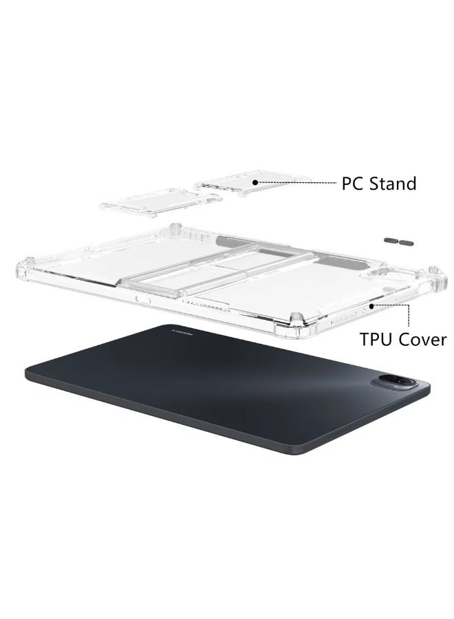 جراب شفاف مزود بحامل لجهاز Xiaomi Pad 5/Xiaomi Pad 5 Pro مقاس 11 بوصة، مقاوم للصدمات، نحيف وخفيف الوزن، مقاوم للاصفرار، غطاء مزود بحامل، وحامل قلم - شفاف - Image 4