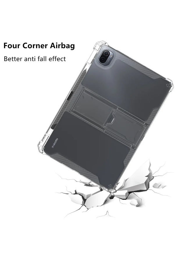 جراب شفاف مزود بحامل لجهاز Xiaomi Pad 5/Xiaomi Pad 5 Pro مقاس 11 بوصة، مقاوم للصدمات، نحيف وخفيف الوزن، مقاوم للاصفرار، غطاء مزود بحامل، وحامل قلم - شفاف - Image 5