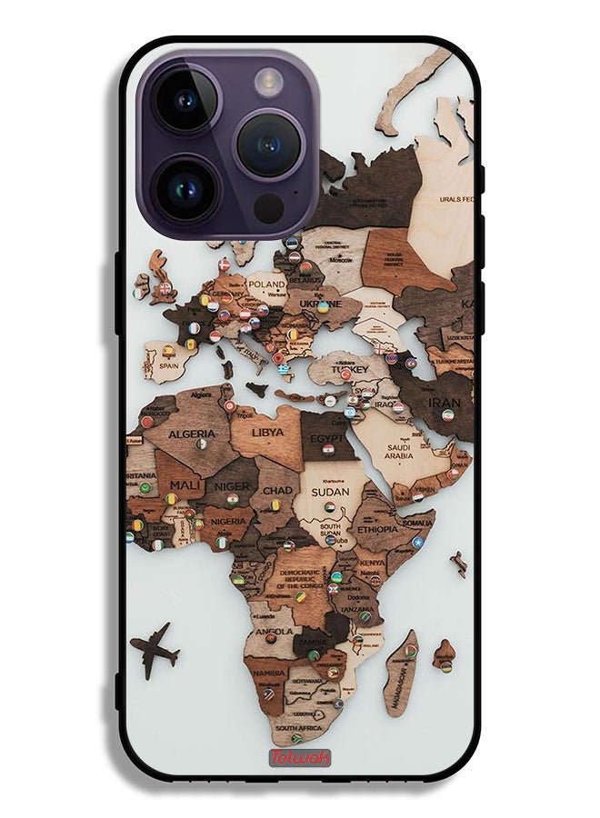 Tolwak Apple iPhone 14 Pro Max Protective Case World Map Art - Image 2