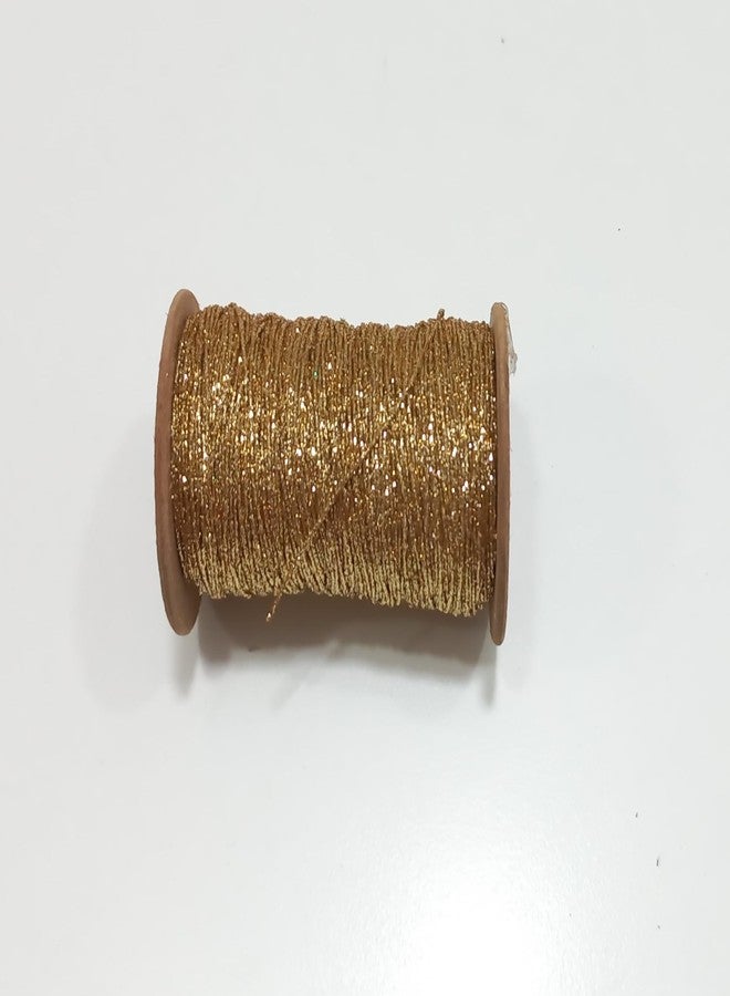 OMX 1mm, 100 Mtr Roll, Glitter Shimmer Mettalic Zari Thread for Embroidery, Sewing and Jewelry Making, Polyester for Metallic Strip & Cotton Yarn Inside. (Golden) - Image 1