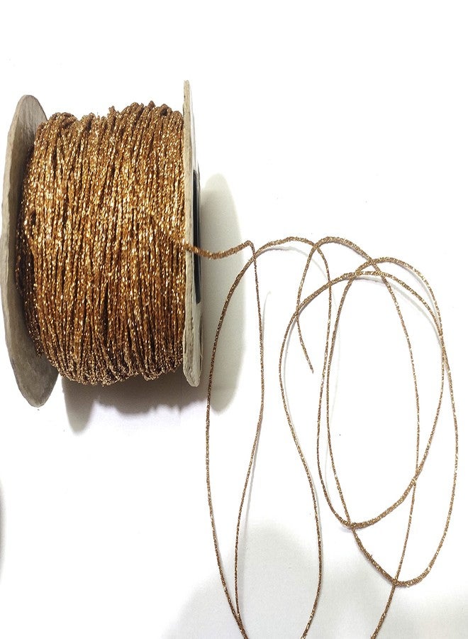 OMX 1mm, 100 Mtr Roll, Glitter Shimmer Mettalic Zari Thread for Embroidery, Sewing and Jewelry Making, Polyester for Metallic Strip & Cotton Yarn Inside. (Golden) - Image 5