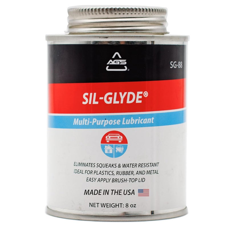 مركب تشحيم متعدد الأغراض لجميع الأحوال الجوية من Automotive Solutions SIL-Glyde بغطاء فرشاة لجميع الأسطح، عبوة 8 أونصات، شحم سيليكون، يضمن مقاومة الاحتكاك - Image 1