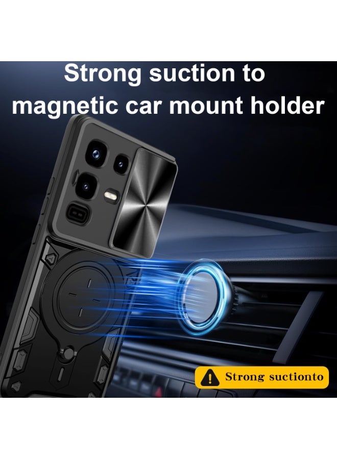 لـ Infinix ملاحظة 50 S حالة, غطاء عدسة الكاميرا الشريحة, حامل الحلقة المغناطيسية مقعد حالة الهاتف الوقائي لـ Infinix ملاحظة 50 S, أسود - Image 4