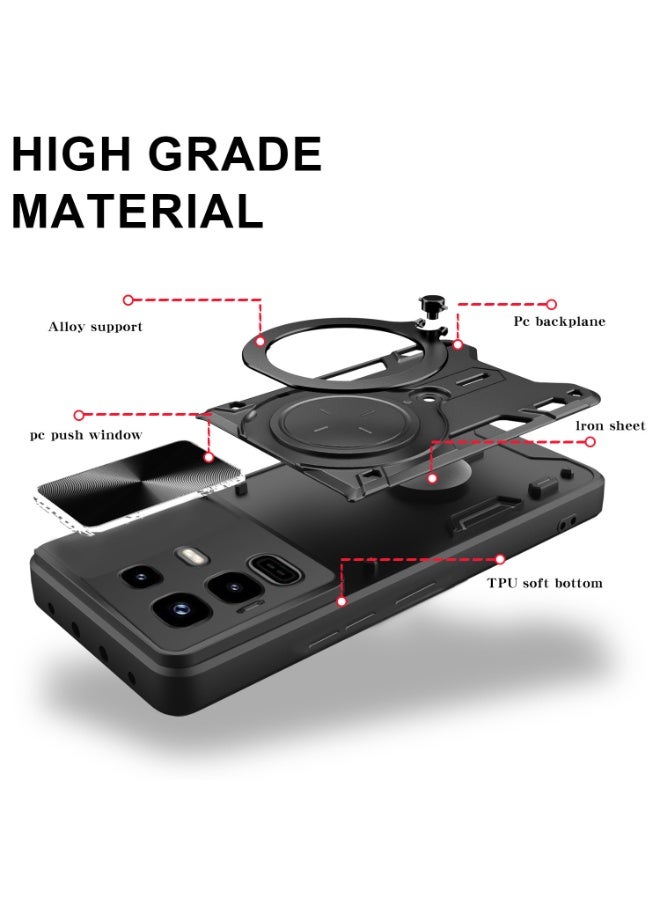 لـ Infinix ملاحظة 50 S حالة, غطاء عدسة الكاميرا الشريحة, حامل الحلقة المغناطيسية مقعد حالة الهاتف الوقائي لـ Infinix ملاحظة 50 S, أسود - Image 5