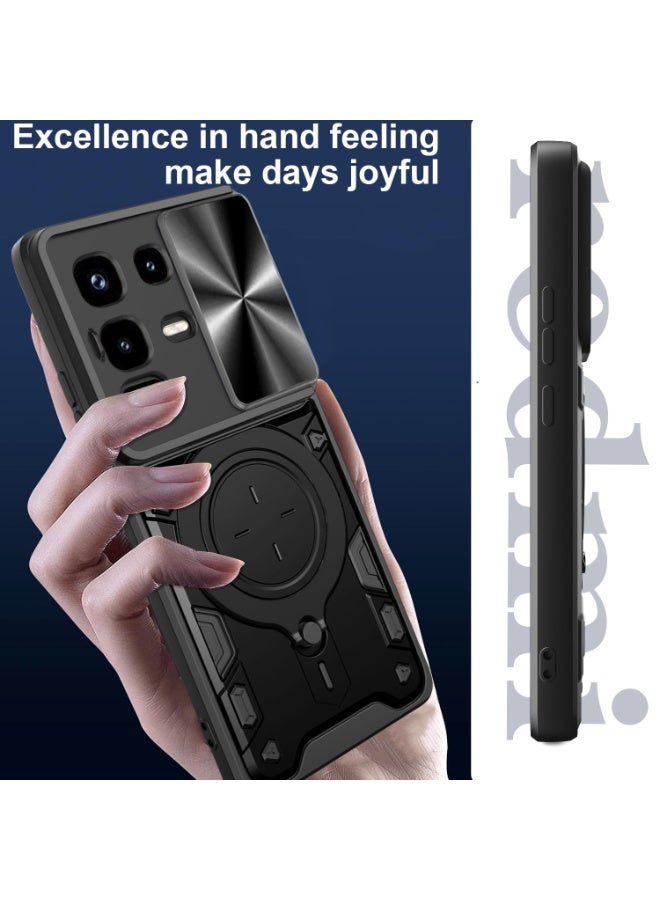 لـ Infinix ملاحظة 50 S حالة, غطاء عدسة الكاميرا الشريحة, حامل الحلقة المغناطيسية مقعد حالة الهاتف الوقائي لـ Infinix ملاحظة 50 S, أسود - Image 2