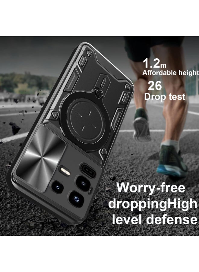 لـ Infinix ملاحظة 50 S حالة, غطاء عدسة الكاميرا الشريحة, حامل الحلقة المغناطيسية مقعد حالة الهاتف الوقائي لـ Infinix ملاحظة 50 S, أسود - Image 3