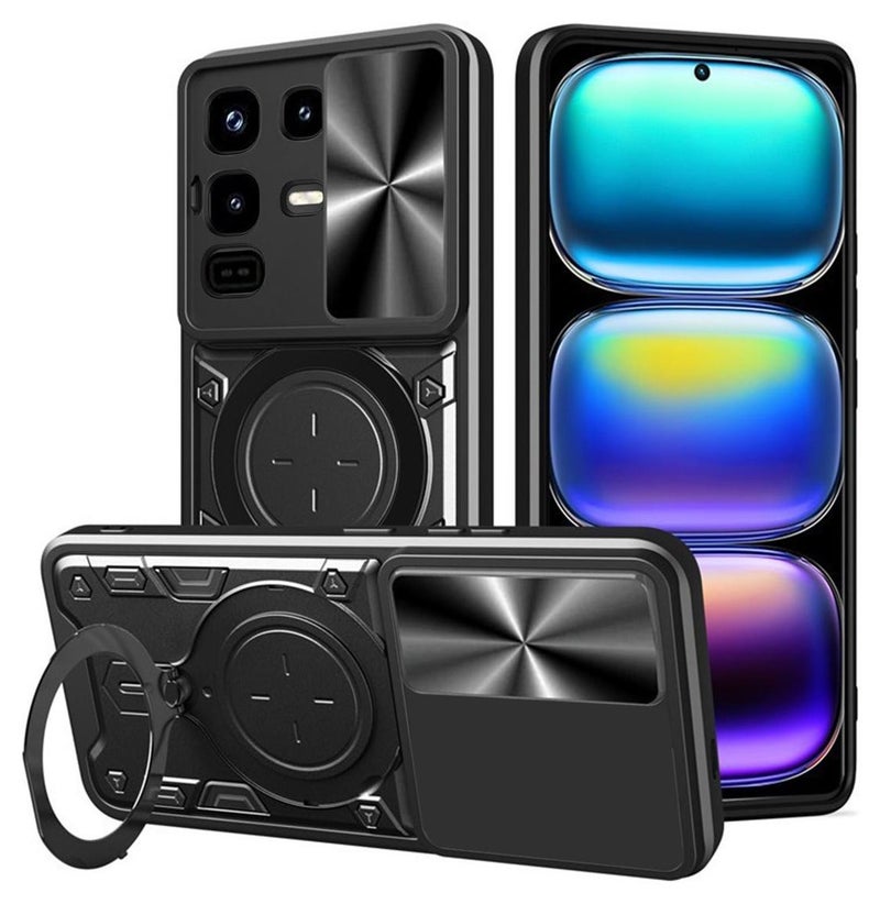 لـ Infinix ملاحظة 50 S حالة, غطاء عدسة الكاميرا الشريحة, حامل الحلقة المغناطيسية مقعد حالة الهاتف الوقائي لـ Infinix ملاحظة 50 S, أسود - Image 1