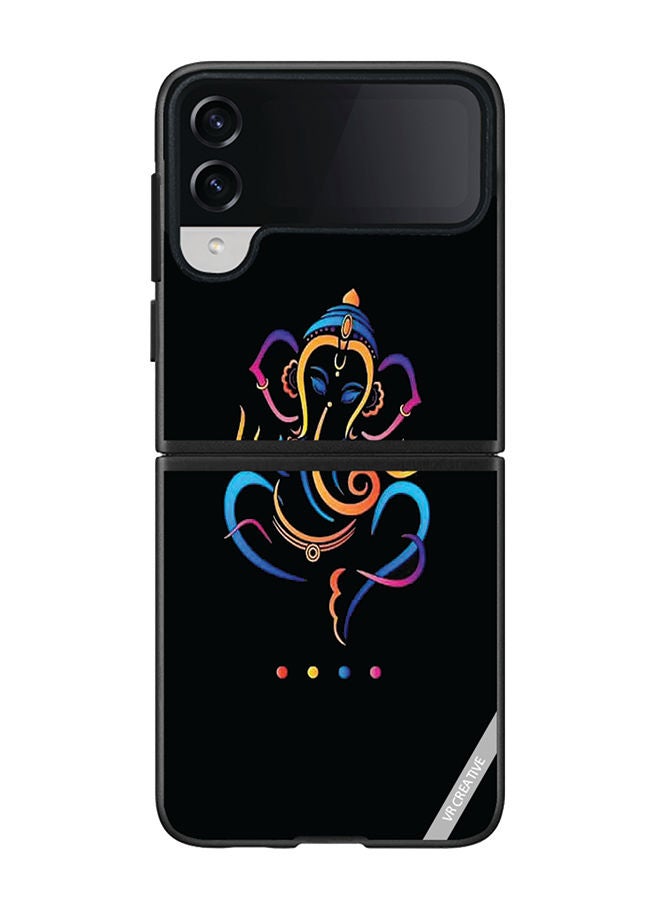 VR CREATIVE Protective Case Cover For Samsung Galaxy Z Flip4 Ganesh Ji Design Multicolour - Image 1