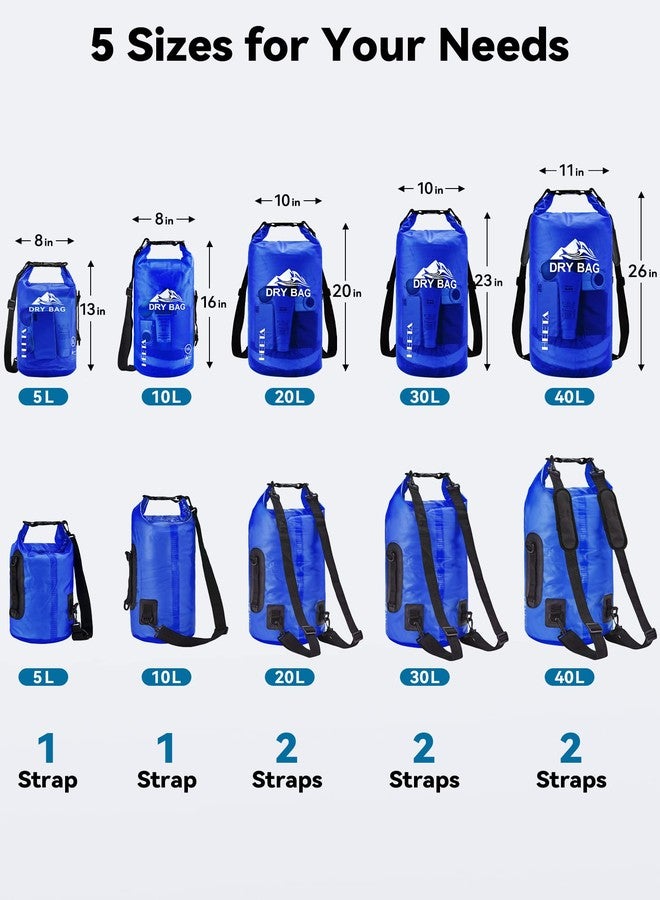 HEETA Waterproof Dry Bag for Women Men, 5L/10L/20L/30L/40L Roll Top Lightweight Dry Storage Bag Backpack with Phone Case for Travel, Swimming, Boating, Kayaking, Camping and Beach (Navy Blue, 5L) - Image 2