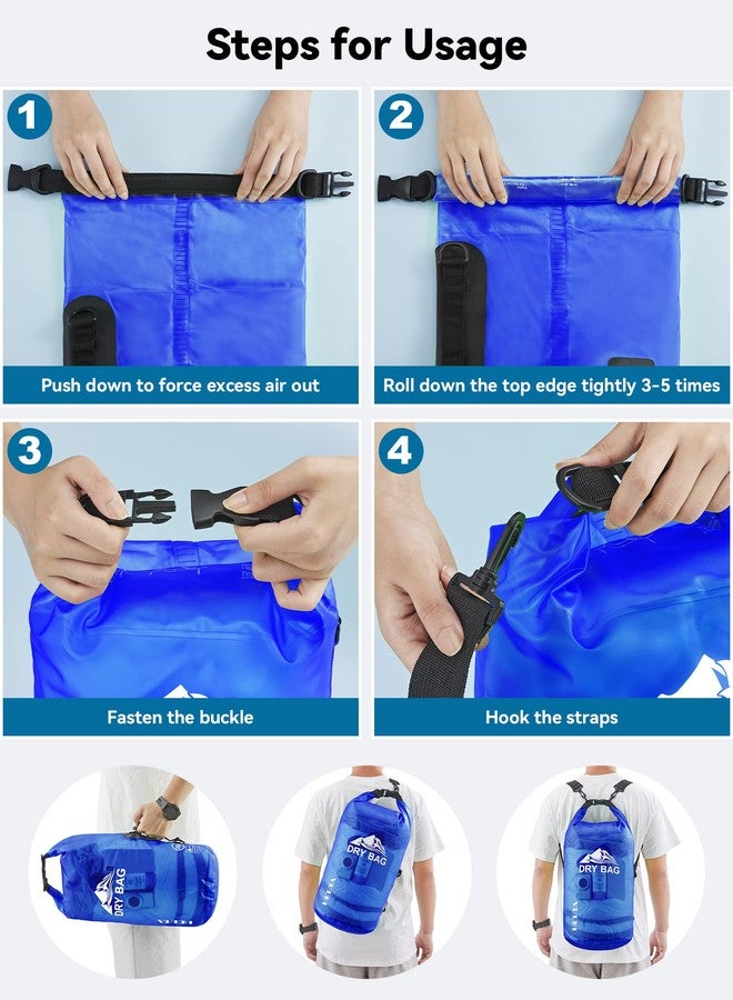HEETA Waterproof Dry Bag for Women Men, 5L/10L/20L/30L/40L Roll Top Lightweight Dry Storage Bag Backpack with Phone Case for Travel, Swimming, Boating, Kayaking, Camping and Beach (Navy Blue, 5L) - Image 5