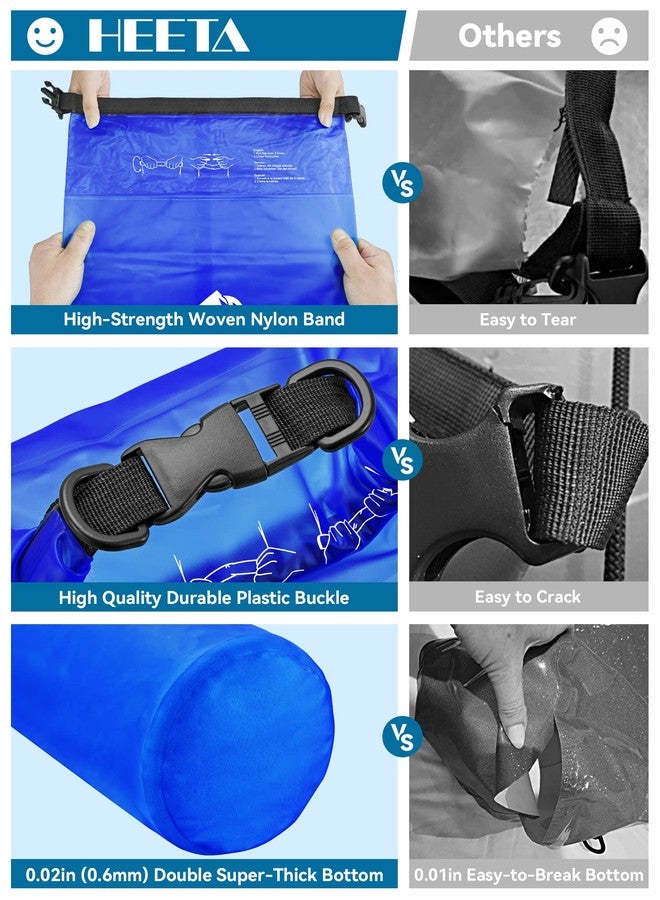 HEETA Waterproof Dry Bag for Women Men, 5L/10L/20L/30L/40L Roll Top Lightweight Dry Storage Bag Backpack with Phone Case for Travel, Swimming, Boating, Kayaking, Camping and Beach (Navy Blue, 5L) - Image 4