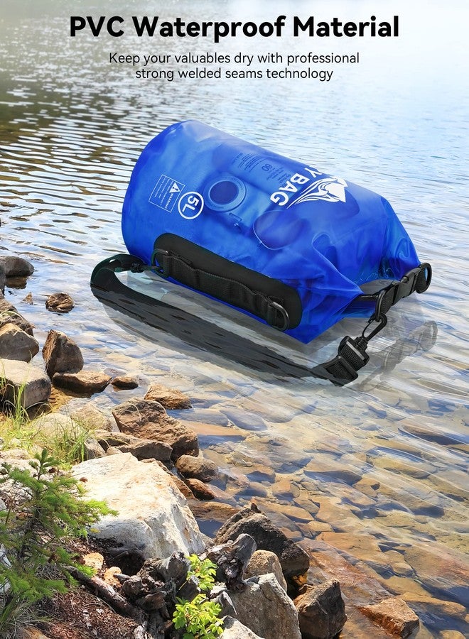 HEETA Waterproof Dry Bag for Women Men, 5L/10L/20L/30L/40L Roll Top Lightweight Dry Storage Bag Backpack with Phone Case for Travel, Swimming, Boating, Kayaking, Camping and Beach (Navy Blue, 5L) - Image 3