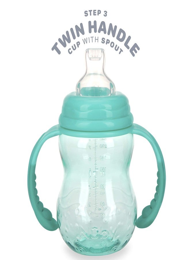Nuby 3 in 1 Baby Bottle to Training Sippy Cup - 8 Oz Toddler Cups Spill Proof with Soft Spout, Nipple & Removable Grip Handles - Dishwasher Safe (Teal) - Image 5