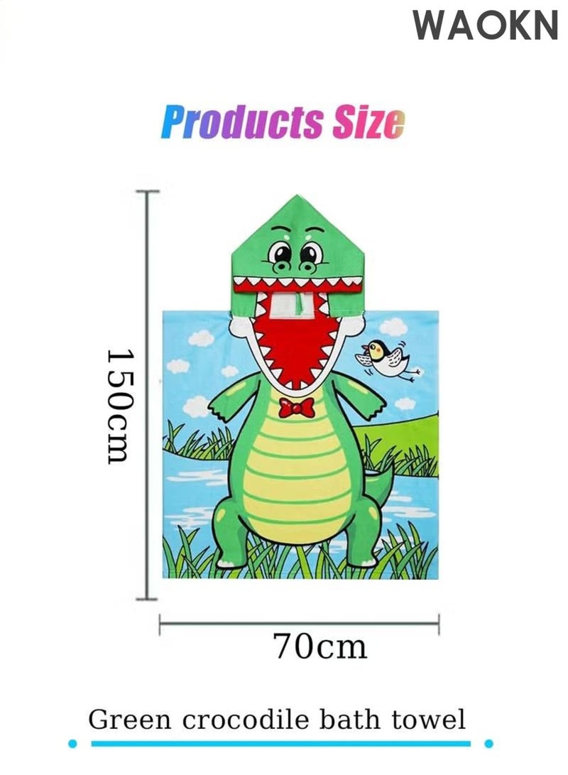 WAOKN Kids Bath Towel for 4-9 Years Toddler , Microfiber Bath Towel Super Soft Robe Poncho Bathrobe , Children's Beach Pool Bath Swim , Quick drying and absorbent , soft and sun resistant,unisex , 70*150CM . - Image 4