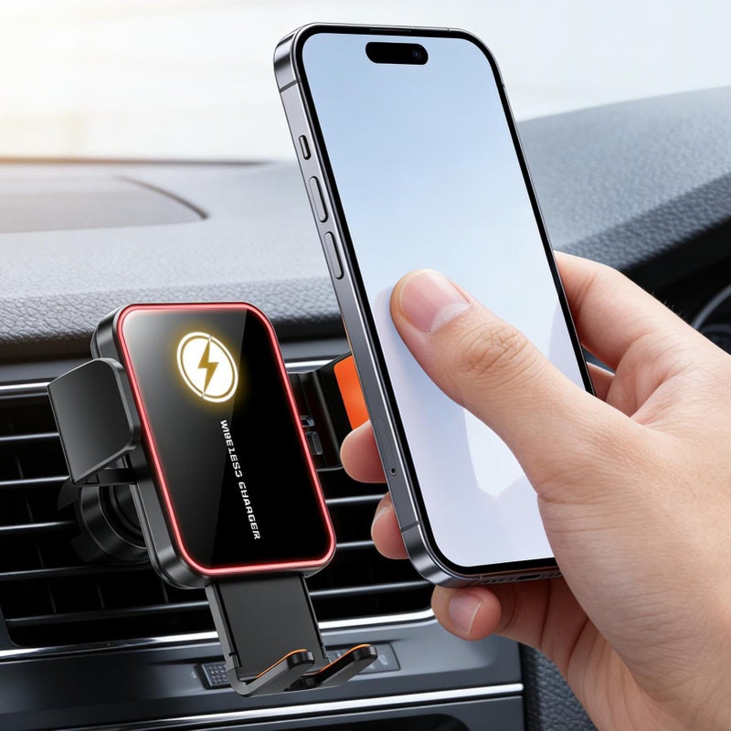 Wireless Car Phone Holder And Charger Mount For Dashboard Vent SUV Sedan - Image 4