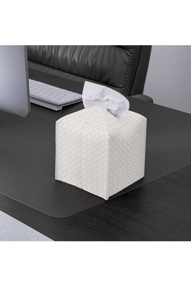 AMROAH Square Tissue Box Cover 13*13*13cm, Decorative PU Leather Facial Paper Organizer Tissue Holder Dispenser Case For Home Office Bathroom Kitchen Tabletop Car Griedge Vanity Countertop - Image 5