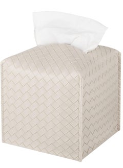 AMROAH Square Tissue Box Cover 13*13*13cm, Decorative PU Leather Facial Paper Organizer Tissue Holder Dispenser Case For Home Office Bathroom Kitchen Tabletop Car Griedge Vanity Countertop  - Image 1