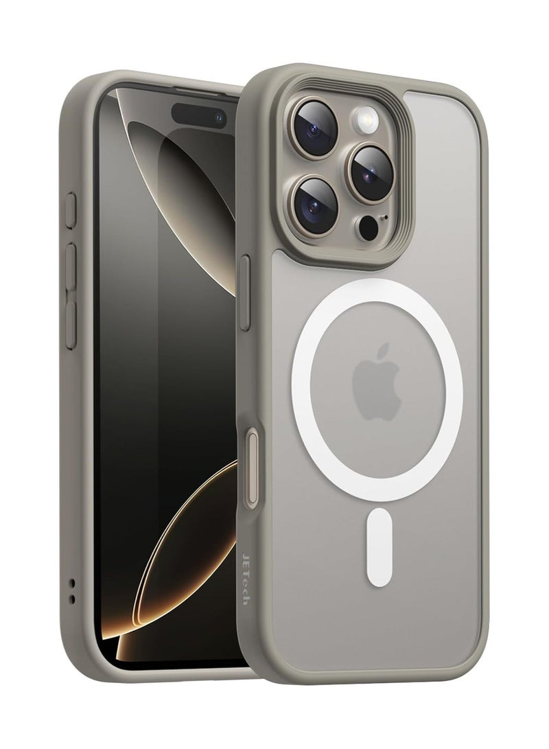 Denx Magnetic Case for iPhone 16 Pro Case, Compatible with MagSafe, Plating Luxury Cover, Clear Soft TPU Shockproof Protective Phone Case, (Natural Titanium) - Image 1